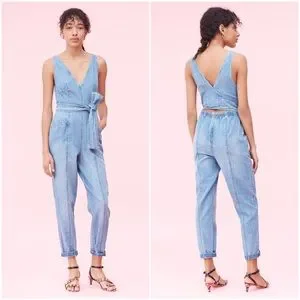 Rebecca Taylor Pants Jumpsuits Nwt Rebecca Taylor La Vie Denim Tie Janis Jumpsuit Poshmark